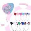 Fishdown Cat Ears for Kids Girls, 8 Pack Glitter Cat Ears Headband Rainbow Cat Ears for Daily Wearing and Party Decorations