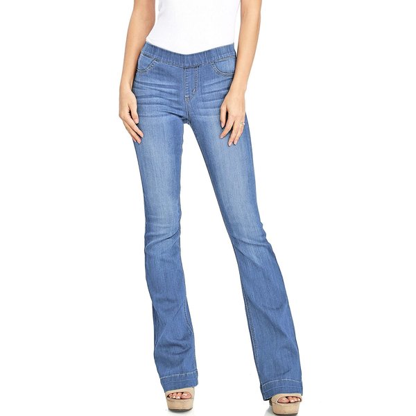 Cello Women's Juniors Mid Waist Skinny Fit Bootcut Pants (XL, Medium Denim)