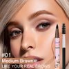 Microblading Eyebrow Pen,Eyebrow Contouring Pen,4 Tip Magic Eyebrow Pencil with Brow Brush,Magical Precise Waterproof 3d Eye Brow Pencils Creates Natural Brows Makeup,lapiz de cejas-Medium Brown-A