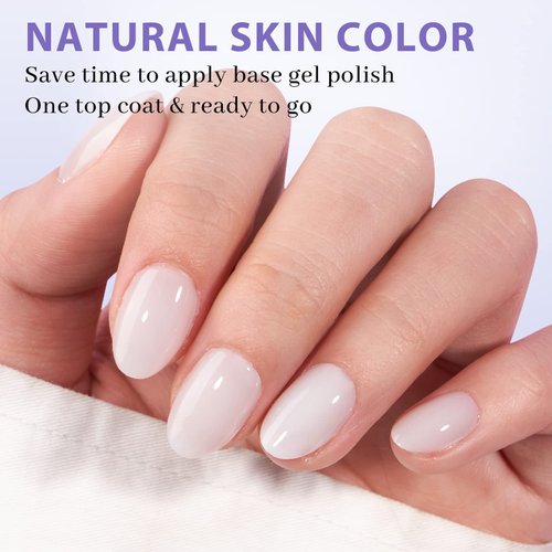 btartboxnails XS Short Almond Gel Nail Tips - Pre Colored Milky White Soft Gel Nail Tips, Milky White Press on Nails, Natural XCOATTIPS Pre Applied Tip Primer