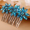 BERYUAN Crystal Flower Hair Comb for Women Girls Prom Crystals Hair Comb Wedding Headpiece for Bride Bridemaid Flower Girls peacock blue