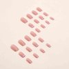 Foccna 24pcs French Tip Pink Fake Nails Press on Nails Medium Square LOVE Design Glossy False Nail Tips Artificial Finger Manicure for for Women&Girls