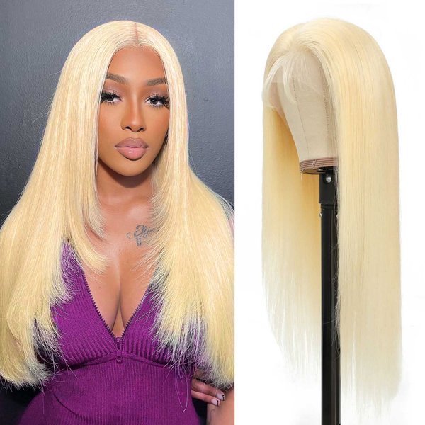 Blonde Lace Front Wigs Human Hair 13x4 HD Straight 613 Lace Front Wig Human Hair 150% Density Human Hair Lace Front Wigs Glueless Wigs Human Hair Pre plucked 613 HD Lace Frontal Wig for Women (22Inch)