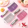 3 Pieces Curved Vented Boar Bristle Hair Brushes Fast Dry Detangling Hair Brush Curved Vented Styling Hair Brush Fast Blow Drying Hair Brush for Wet, Long and Curly Hair, 3 Colors