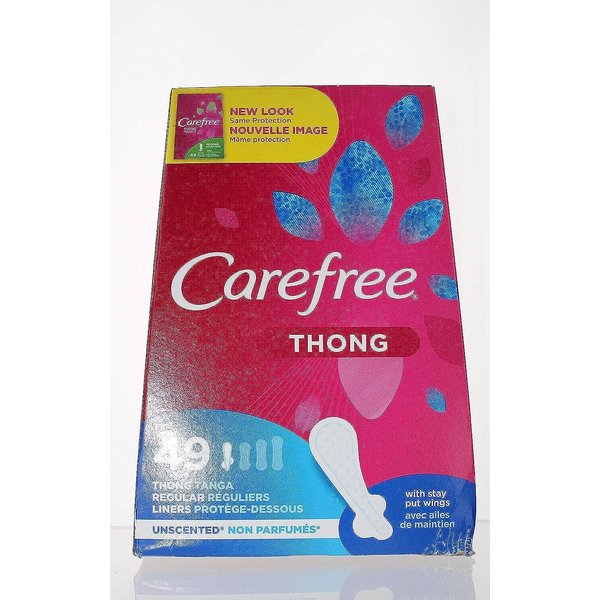 Carefree Pantiliners for Thongs with Stay Put Wings Unscented (Pack of 4)
