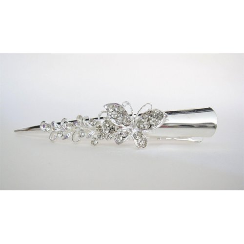 Generic Gold or silver clear or AB crystal butterfly metal alligator hair clip (Primary color: Gold/clear crystals)