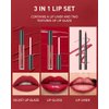 3Pcs Black Matte Liquid Lipstick, Lip Liner, Lip Gloss Trio Lip Set - One Step Halloween Lips Makeup Kits Waterproof Long-Lasting Moisturizing Velvety Black Lip Stain Make Up Gift Set (12#)