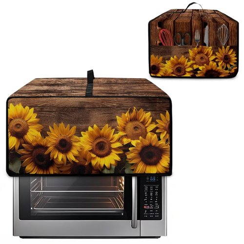 Doojoayie Sunflower Toaster Cover 4 Slice Kitchen Appliance Covers 18.5"x14.5"x 9" Small Appliance Dust Protector with Top Handle Easy to Storange