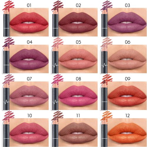 FeiCuiYun 12 Pcs lip liners pencil set, lips liner, Natural Waterproof Long Lasting Lip Makeup Soft Pencils, Smooth Long-Lasting Fade Resistant, Varying Shades for Women Exquisite Daily Makeup