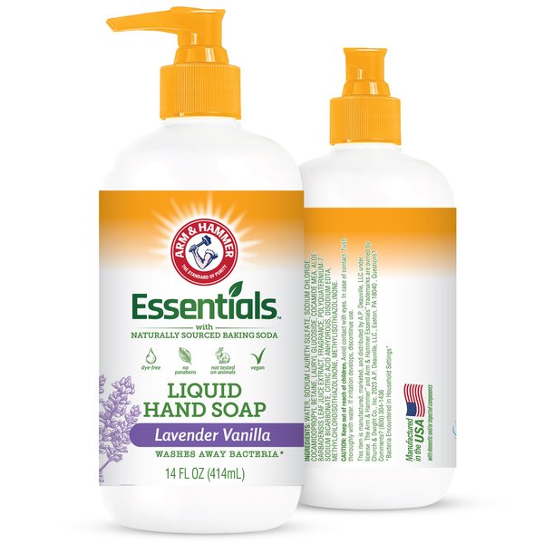 Arm & Hammer Liquid Hand Soap for Skin Cleaning - Hand Soap for Kitchen & Bathroom with Lavender Vanilla Scent - Natural Hand Soap Cleanses, Softens 14 FL Oz (414ml)