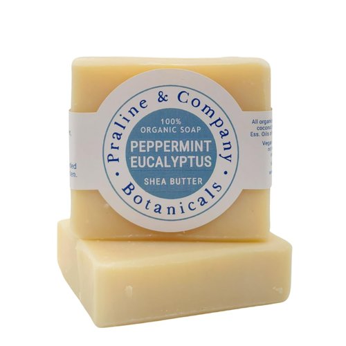 Organic Handmade Peppermint-Eucalyptus Bath and Hand Soap for Oily Skin - Bath Soap with Gentle Creamy Moisturizing Foam - Organic Hand Soap with 100% Organic Ingredients - 4oz / 110gr