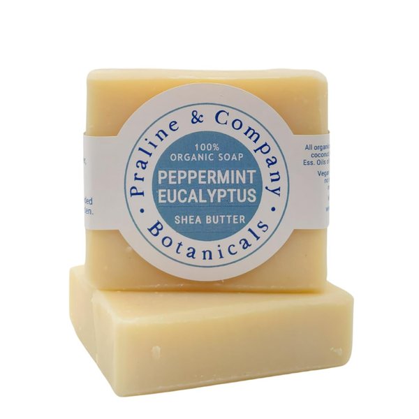 Organic Handmade Peppermint-Eucalyptus Bath and Hand Soap for Oily Skin - Bath Soap with Gentle Creamy Moisturizing Foam - Organic Hand Soap with 100% Organic Ingredients - 4oz / 110gr