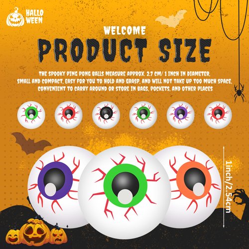 Leitee 60 Pcs Halloween Eyeballs Plastic Scary Eye Balls Realistic Table Tennis Eyeballs Horror Props Fake Colorful Table Tennis Balls for Adults Halloween Party Terror Props Decor (Colorful,1 Inch)