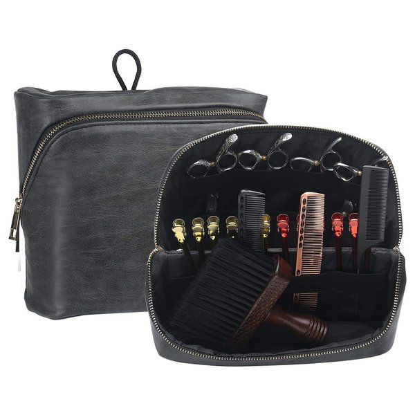 Hair Stylist Tools Storage Bag, Barber Carrying Case for Clippers Scissor Grooming Supplies Travel Kit, Hairdresser Accessories Equipment Organizer-Black