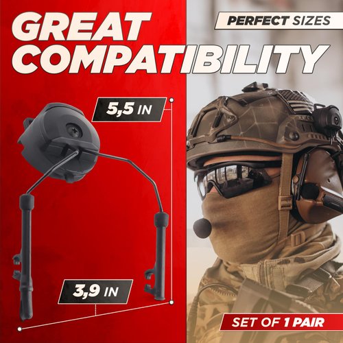 Peltor Comtac I & II ARC Adapter - Tactical Headset Helmet Rail Mount Adapter Airsoft Helmet Accessories - Hearing Protection Headphone Adapter Tactical Helmet Accessories