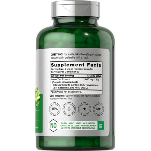 Horbäach EGCG Green Tea Extract Pills | 180 Capsules | Max Potency | Non-GMO & Gluten Free Supplement