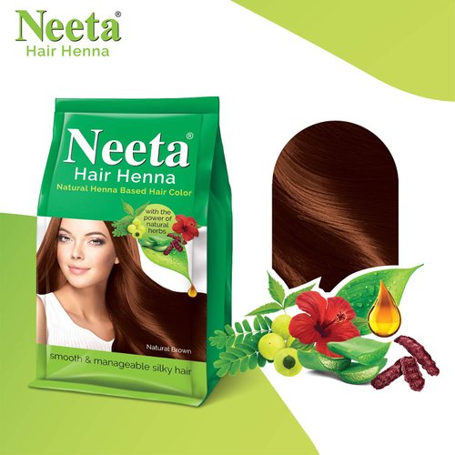 Neeta Hair Henna Powder Enriched With Natural Herbs, Ammonia Free Henna Hair Dye - Natural Brown - 4.41Oz