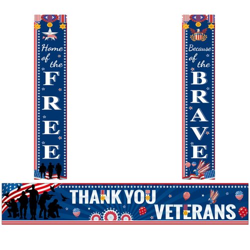 Veterans Day Decorations Thank You Veterans Banner for Veterans Party Decorations Supplies, 3 Pieces