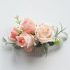Fangsen Wedding Boho Pink Rose Babysbreath and Eucalyptus globulus Flower Hair Comb Bridal Headpiece Floral Hair Accessories for Brides and Bridesmaids Silver (Ivory)