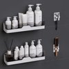 UIFER 2-Pack Adhesive Shower Caddy, Shower Shelves with Hooks, No Drilling Shower Racks for Inside Shower & Kitchen Storage