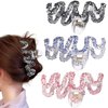 Hair Clips for Women Pearl Hair Claw Clips Hair Pins Big Banana Black Pearl Jaw Clip Barrettes Nonslip for Thick Thin Pearl Hair Accessories Rose Pink Blue for Styling and Weddings Decor 3PCS
