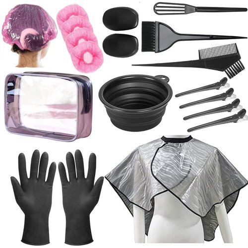 NOUSV Hair Dye Kit 18 Pieces Hair Coloring Kit, Hair Tinting Bowl, Hair agitator, Dye Brush, Ear Cover, Hairpin, Hair Coloring Cape For Hair Coloring Hair Dye Tools and DIY at Home