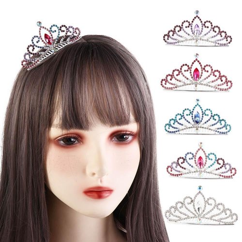 5Pcs Crystal Princess Hair Comb for Girls, Shiny Rhinestone Hair Comb for Princess Wedding Birthday Party Gift