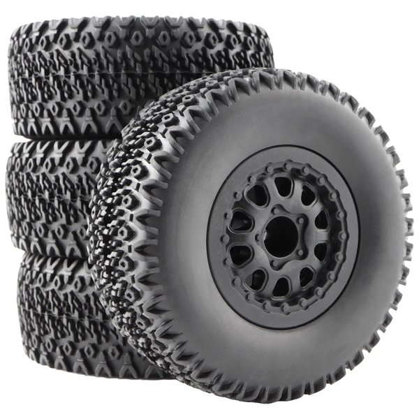 GDOOL 4-Pack 1:10 RC Rubber Car Tires On Road Tyres 12mm Hex Plastic Wheels Rims for Racing TT01 TT02 XV01 TA06 PTG2 94111 94188 94108 9125 X07 RC Cars