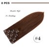 18" Remy Clip in Hair Extensions Human Hair Brown for Women Beauty - Long Silky Straight 8pcs 20clips Real Hair Extensions Clip In Human Hair (18 inch 100g #4 Medium Brown)