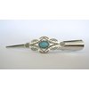 Generic Long turquoise blue stone silver metal tribal design alligator hair clip
