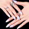 GLAMERMAID Press on Nails Almond,Ombre Gel False Nails with Design,24 PCS Glue on Nails,Reusable Acrylic Stick on Nails Tips Manicure Set for Women,Sky Mushroom