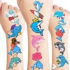 86 PCS 8 Sheet Dolphin Temporary Tattoos Sticker for Kids Cute Sea Animal Fish Dolphin Birthday Party Decorations Supplies Favors Gifts Boys Girls Baby Shower Cute Tattoo School Reward Themed