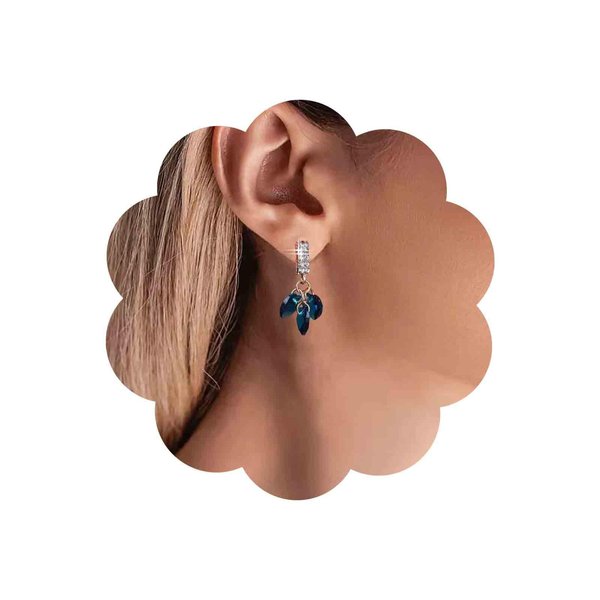 Sttiafay Vintage Sapphire Heart Earrings Blue Crystal Heart Drop Earrings Gold Rhinestone Stud Earrings Sapphire Love Heart Dangle earrings Jewelry for Women and Girls