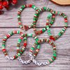 XOCARTIGE Christmas Bracelets Holiday Heishi Bracelets for Women Stackable Red Green Clay Beaded Stretch Bracelets Snowflake Xmas Tree Reindeer Charms Bracelets Holiday Gifts (Christmas 3)