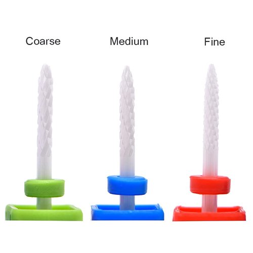 Ceramic Nail Drill Bits Set Manicure Machine Accessories Professional Electric Nail Drill Bits for Acrylic Nails Nail Art Tools Size 3/32" (Small Flame Top, Coarse+Medium+Fine)