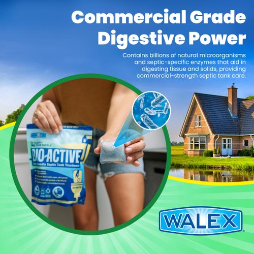 Walex Bio-Active Home Residential Septic Tank Treatment Beneficial Enzymes, Waste and Paper Digesting Additives Tabs, 1 Year Supply, 12 Treatments
