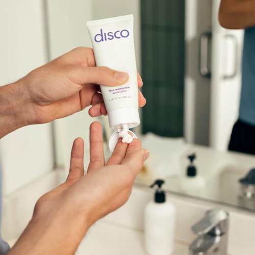 Disco Face Moisturizer for Men, Hydrating, Anti-Aging Formula with Vitamin C, All Natural and Paraben Free, Eucalyptus Scent, 2 Ounces