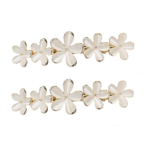 2Pcs Golden Flower Opal Hair Clips Gold Sparkly Wedding Barrettes Fancy Hair Pins Valentines Wedding Prom Engagement Birthday Decorative Accessories for Women Girls Thick Fine Hair, Hair Accessories