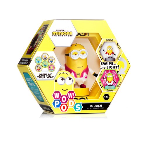 WOW! PODS Minions Collection The Rise of Gru - DJ Josh | Character Light-Up Bobble-Head Figure | Official Minion Collectable Toys & Gifts | Number 123 in Series