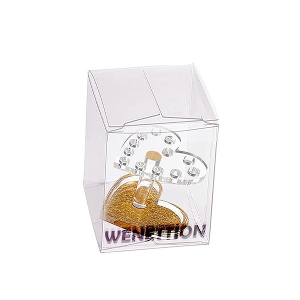 Wenettion Makeup Nail 12 Holes Acrylic Gel Brush Pen Holder Heart Gold Rest Stand Display