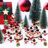 MiniInflat 50 Pcs Mini Snowman Figurines Xmas Santa Rubber Figurines Gingerbread Man Tabletop Figurine Micro Landscape Ornament Mini Garden Dollhouse Accessories for Crafts DIY Party