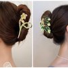 Yonchic 2-Piece Multiple Shapes Metal Hair Clips, Lily Hair Claws for Thin/Medium Thick Hair, Elegant Leaves Barrettes Strong Hold Hair Clamps Non Slip Cute Hair Catch Clip Accessories