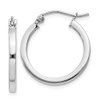 Sterling Silver Rhodium-plated 2mm Square Tube Hoop Earrings