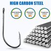 Baitholder Fishing Hooks,120pcs Barbed Beak Bait Holder Hooks Long Shank 2 Barbs Fishing Hooks Carbon Steel Offset Jig Fishing Hooks for Saltwater Freshwater Size 4#-6/0