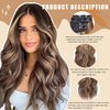 Wavy Hair Extension for Women 20 Inch Long Wavy Hairpieces Black Brown Clip in Hair Extensions Fiber Double Weft Hair 4PCS Full Head Thick Synthetic Clip in Hairpieces(Honey Blonde Mixed Light Brown)