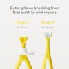 Frida Baby Grow-with-Me Training Toothbrush Set, Battery Powered | Infant to Toddler Toothbrush Oral Care for Sensitive Gums, Yellow, White