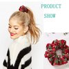 6pcs Christmas Scrunchies for Hair Scrunchie Holder Ponytail Elastics Hair Ties Hair Bands Winter Snowflake Cloth Plaid Checkered Pattern Soft Cute Scrunchy Pack for Girls Women Red Green