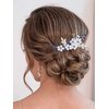 Campsis Flower Bride Wedding Hair Comb Silver Rhinestone Bridal Hair Side Comb Floral Wedding Headpiece for Brides Crystal Hair Accessories for Women and Girls