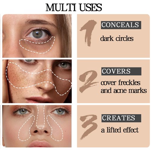 Apooliy 6 Colors Concealer Palette with Brush,Full Coverage,Cream Contouring Makeup Kit,Corrects Dark Circles Red Marks Scars