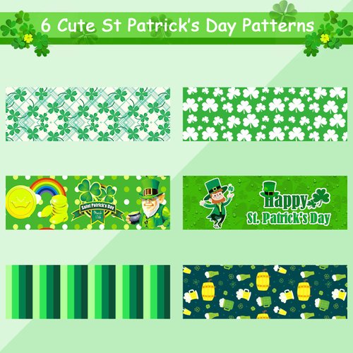 6 Pieces St Patrick's Day Scrunchies Hair Accessories Shamrock Velvet Scrunchy Hair Ties Ropes Elastic Hair Bands Ponytail Holders Party Favors Irish Green Gifts for Women Girls Supplies